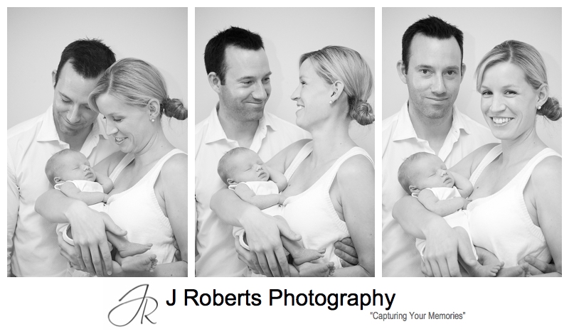 Parents photographed with their newborn baby - sydney baby portrait photographer 